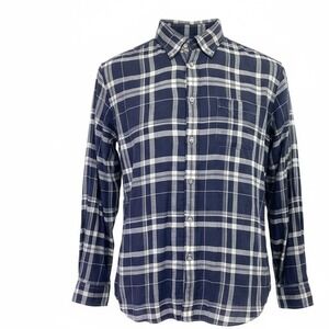 Brooks Brothers Regent Fit Men XXL Navy White Plaid Linen B/D Shirt (EE12) s